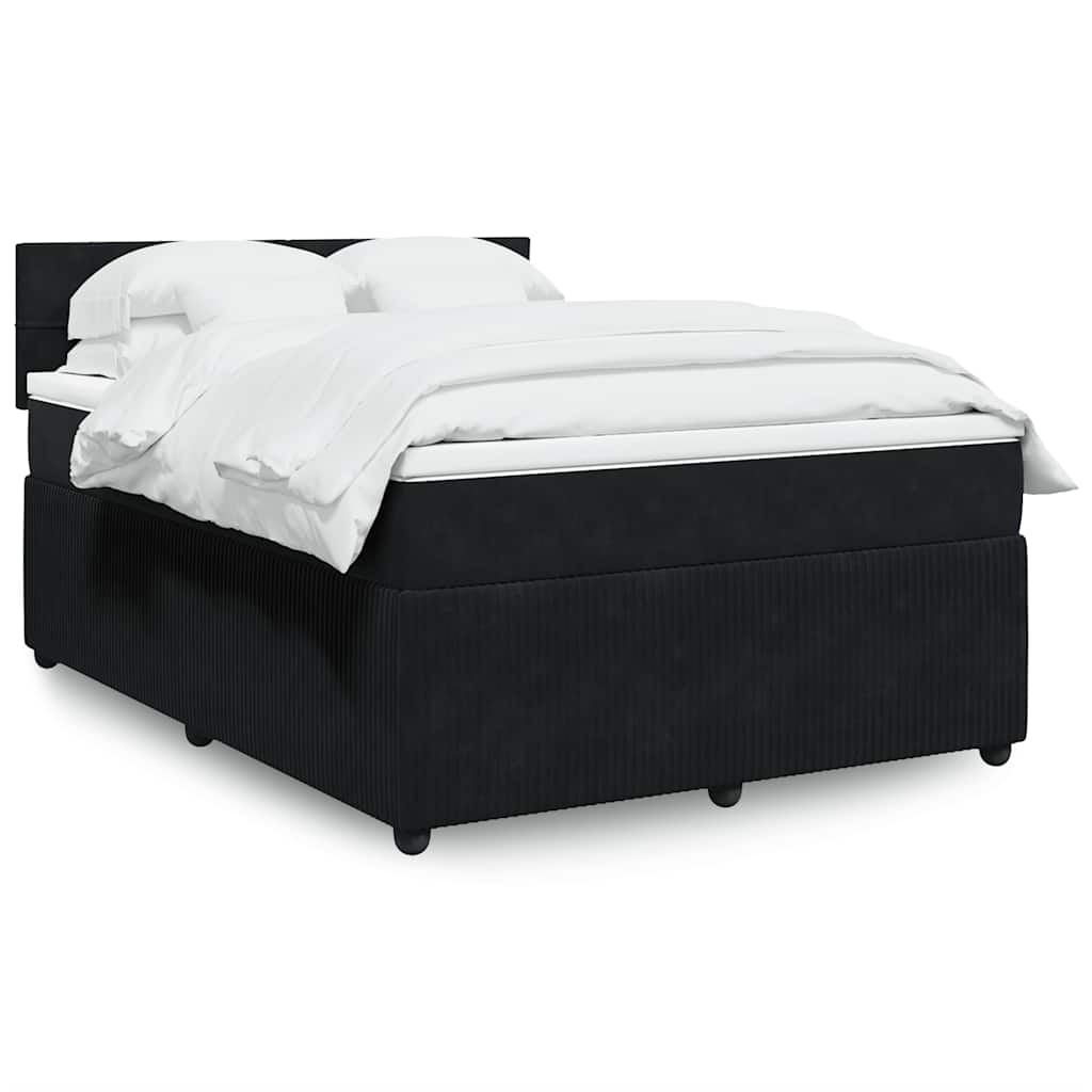 JUNG Vida Boxspringbett mit Matratze Schwarz 140x200 cm Samt