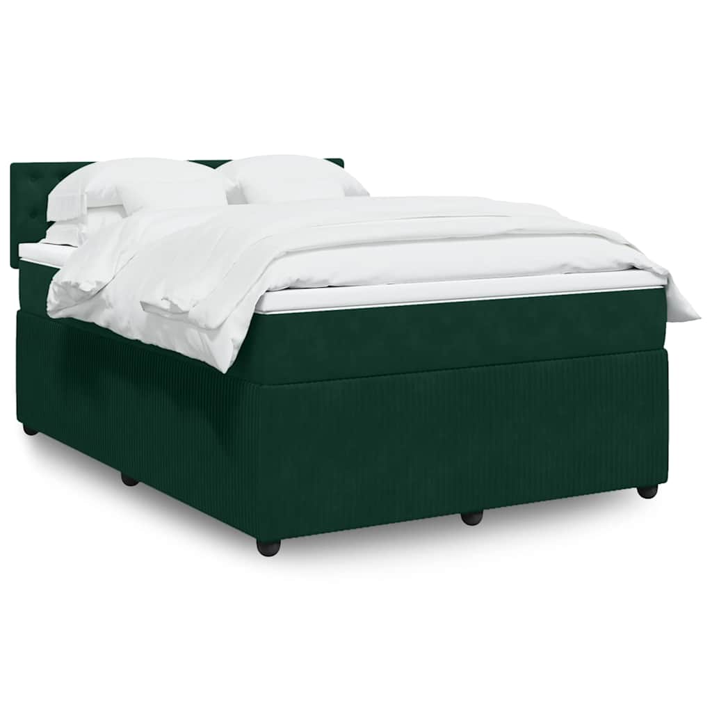 JUNG Vida Boxspringbett mit Matratze Dunkelgrün 140x200 cm Samt