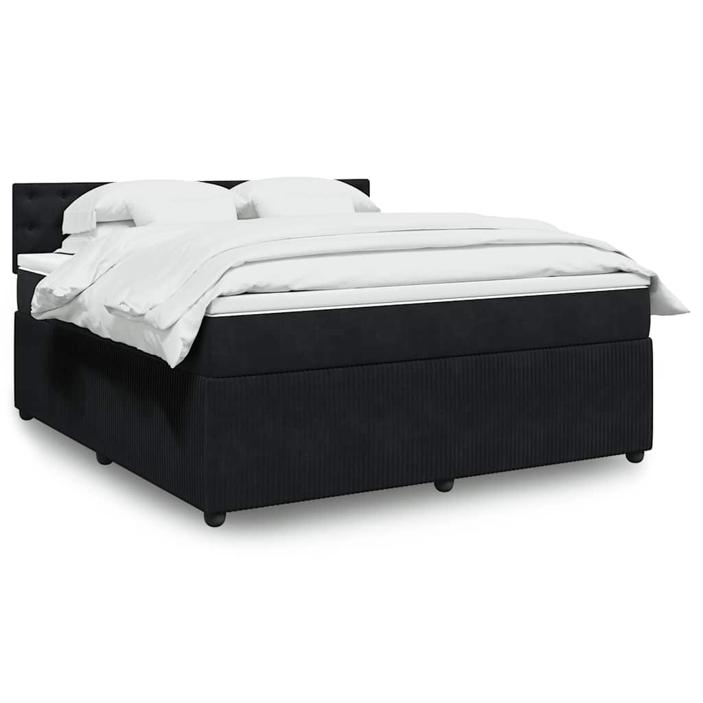 JUNG Vida Boxspringbett mit Matratze Schwarz 180x200 cm Samt