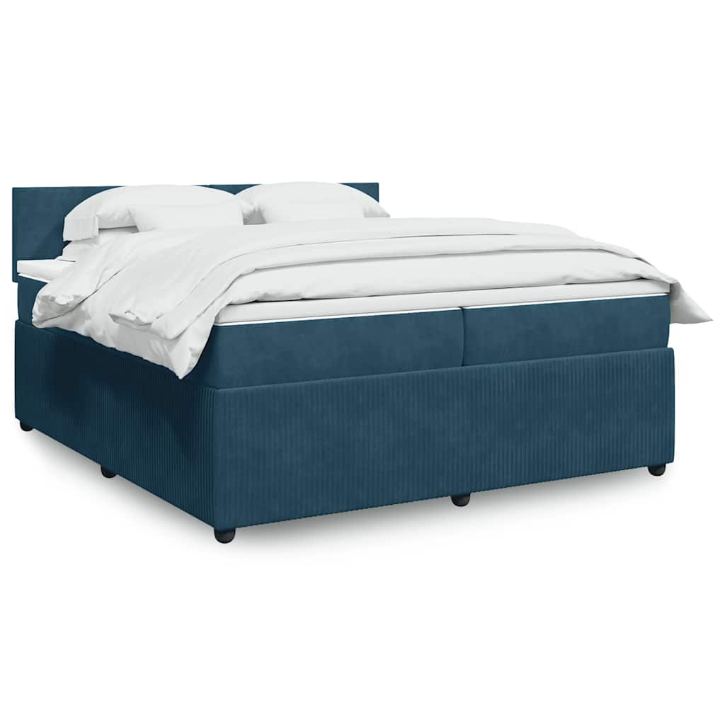 JUNG Vida Boxspringbett mit Matratze Blau 200x200 cm Samt