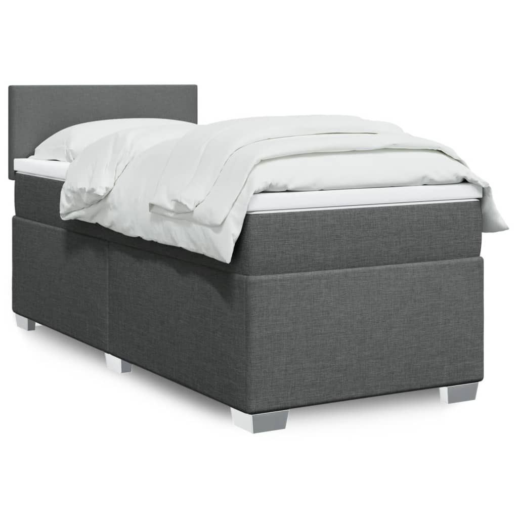 JUNG Vida Boxspringbett mit Matratze Dunkelgrau 90x200 cm Stoff