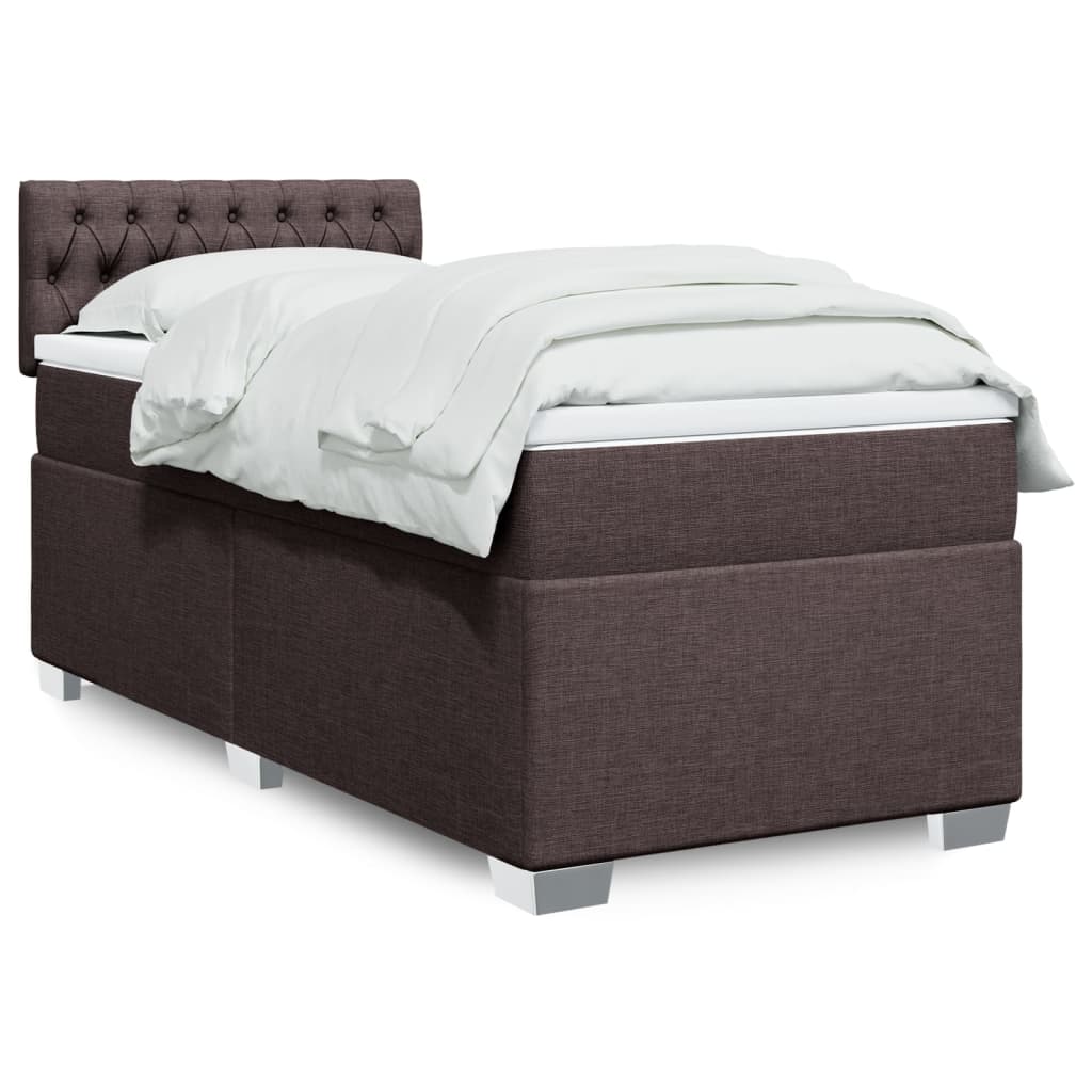 JUNG Vida Boxspringbett mit Matratze Dunkelbraun 90x200 cm Stoff