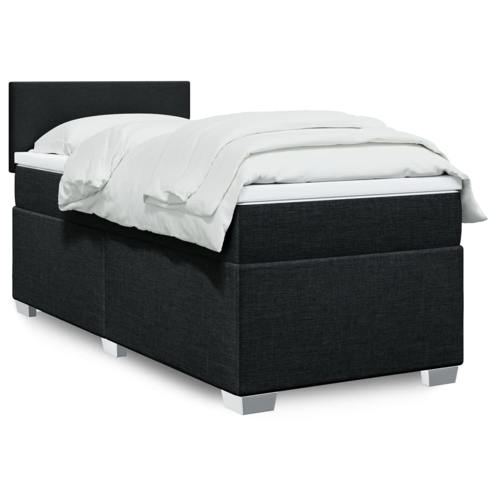 JUNG Vida Boxspringbett mit Matratze Schwarz 100x200 cm Stoff