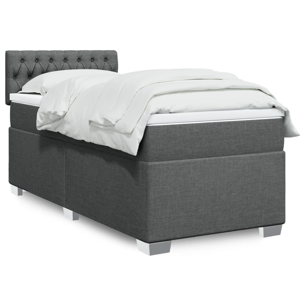 JUNG Vida Boxspringbett mit Matratze Dunkelgrau 100x200 cm Stoff