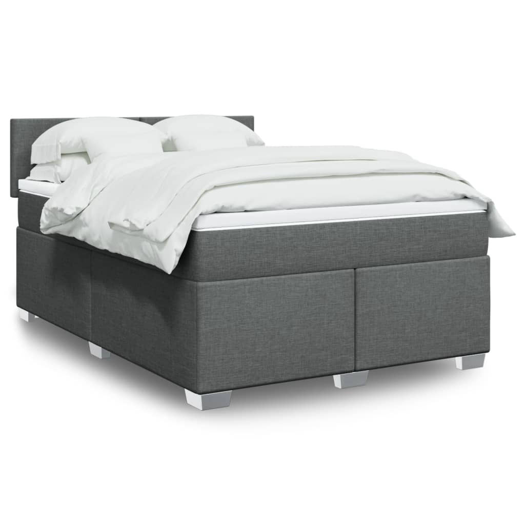 JUNG Vida Boxspringbett mit Matratze Dunkelgrau 140x190 cm Stoff