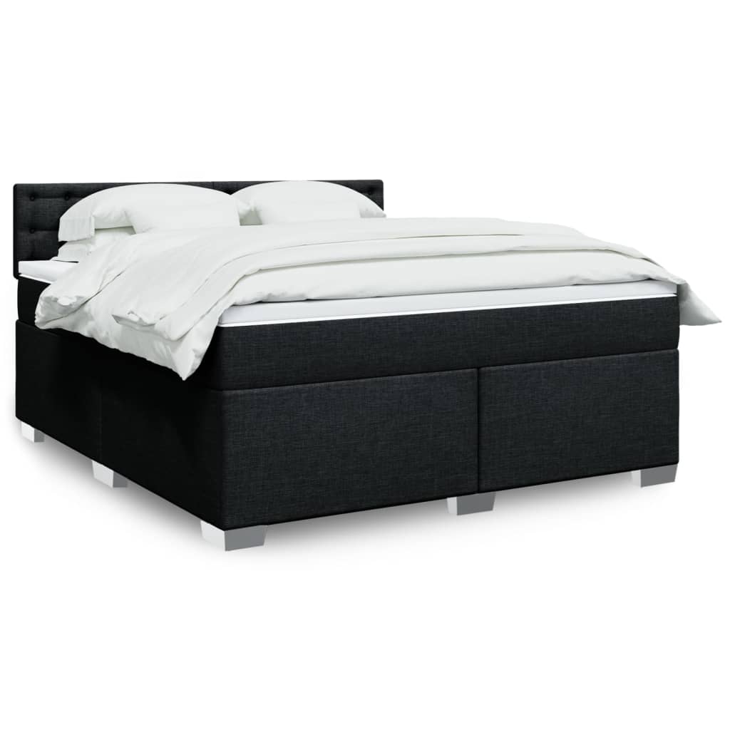 JUNG Vida Boxspringbett mit Matratze Schwarz 180x200 cm Stoff