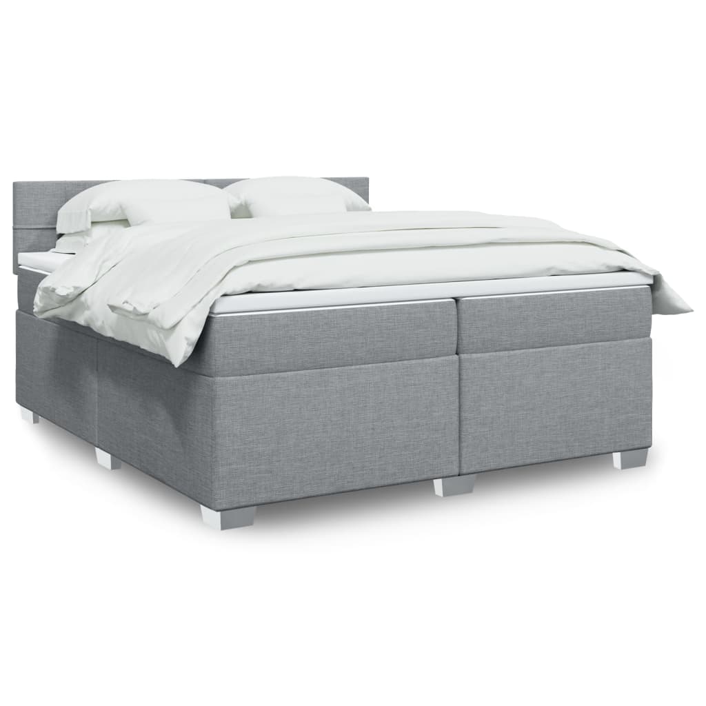 JUNG Vida Boxspringbett mit Matratze Hellgrau 200x200 cm Stoff