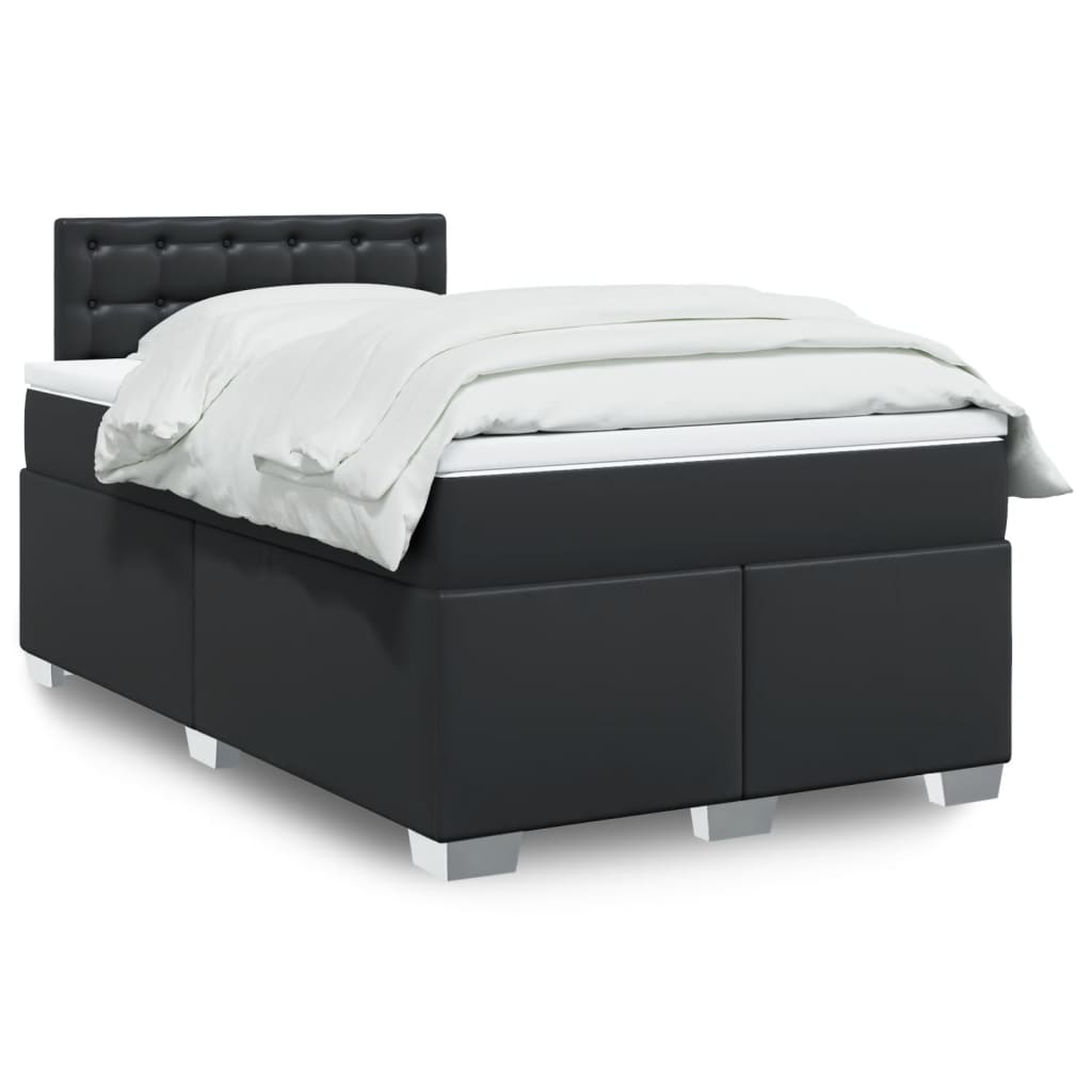 JUNG Vida Boxspringbett mit Matratze Schwarz 120x200 cm Kunstleder