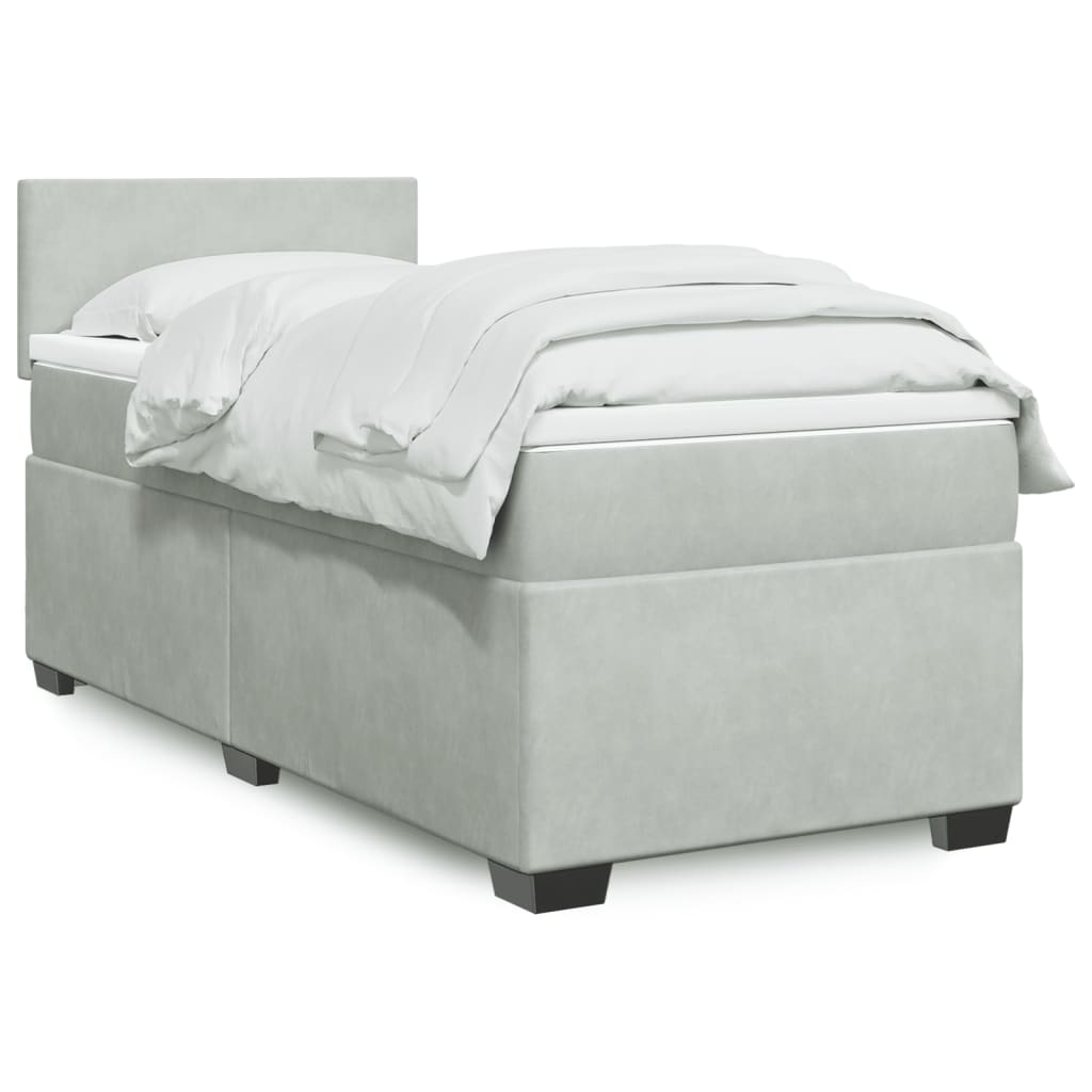 JUNG Vida Boxspringbett mit Matratze Hellgrau 80x200 cm Samt