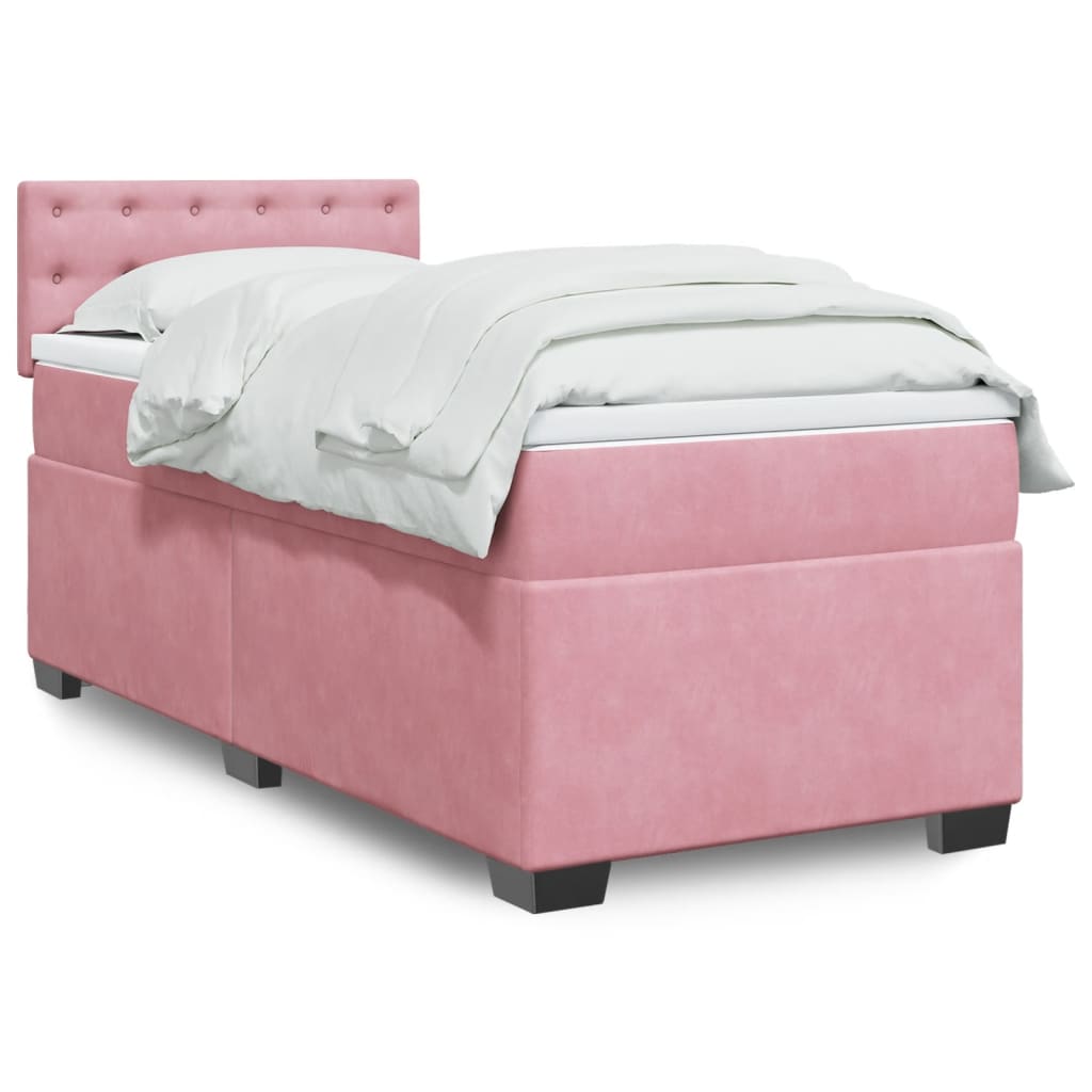 JUNG Vida Boxspringbett mit Matratze Rosa 90x190 cm Samt