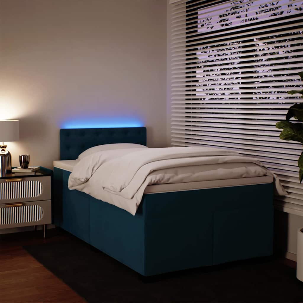 JUNG Vida Boxspringbett mit Matratze Blau 120x190 cm Samt