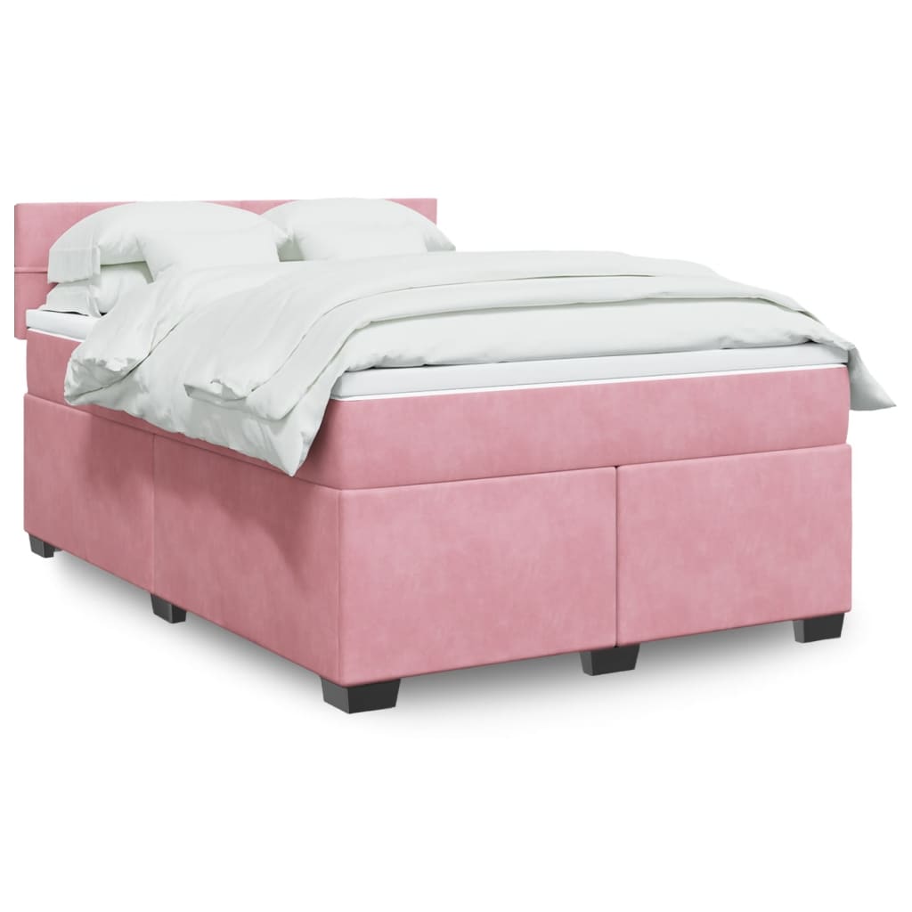 JUNG Vida Boxspringbett mit Matratze Rosa 140x190 cm Samt