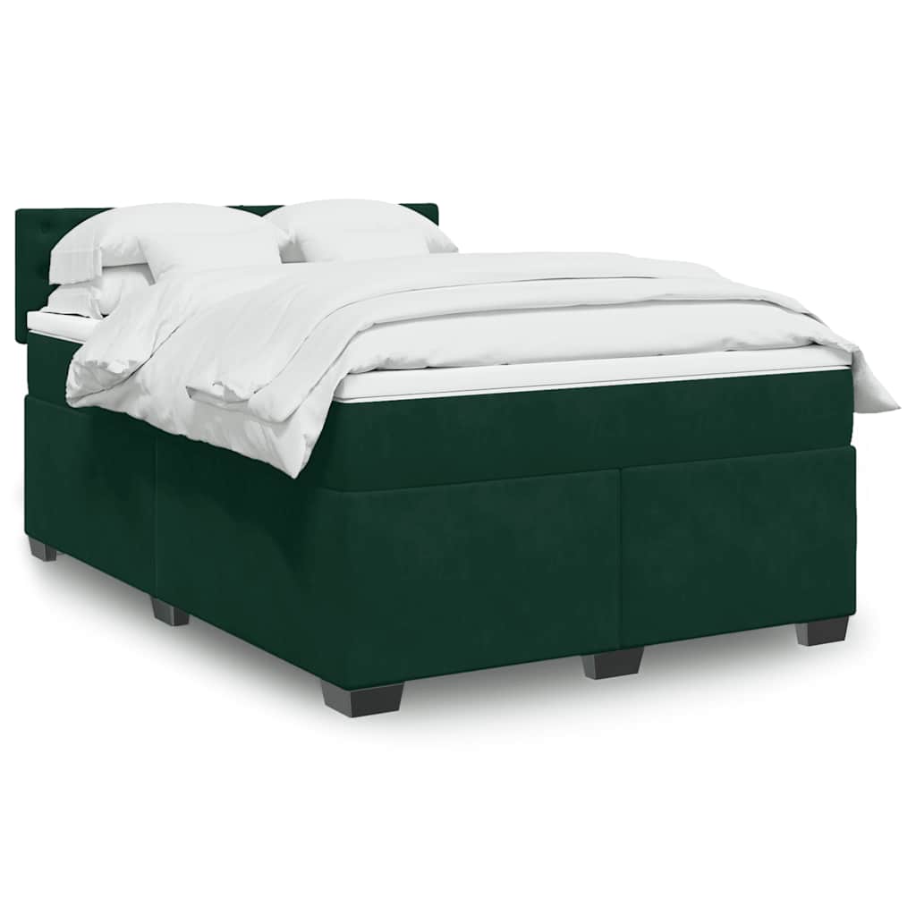 JUNG Vida Boxspringbett mit Matratze Dunkelgrün 160x200 cm Samt
