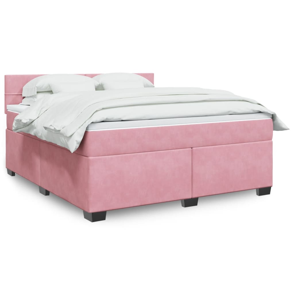 JUNG Vida Boxspringbett mit Matratze Rosa 180x200 cm Samt