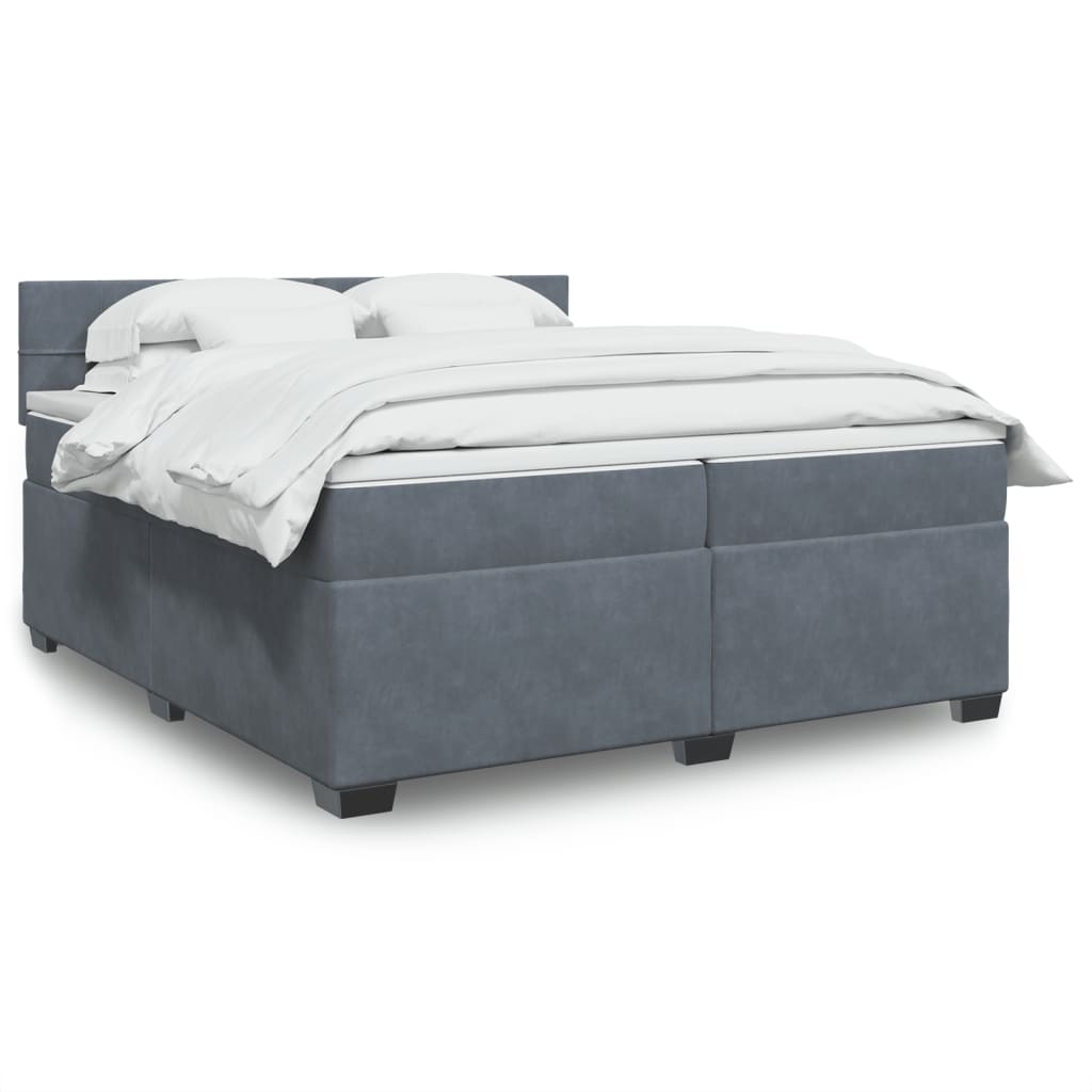 JUNG Vida Boxspringbett mit Matratze Dunkelgrau 200x200 cm Samt