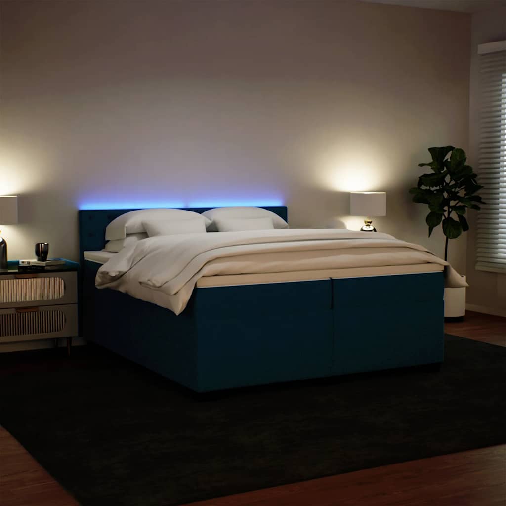 JUNG Vida Boxspringbett mit Matratze Blau 200x200 cm Samt