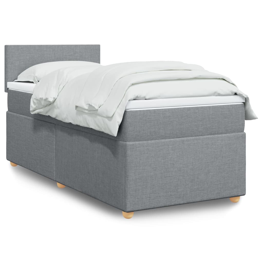 JUNG Vida Boxspringbett mit Matratze Hellgrau 80x200 cm Stoff