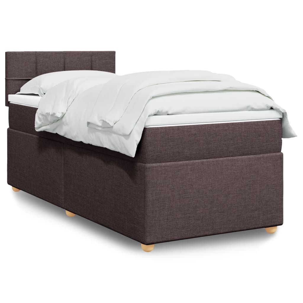 JUNG Vida Boxspringbett mit Matratze Dunkelbraun 90x190 cm Stoff