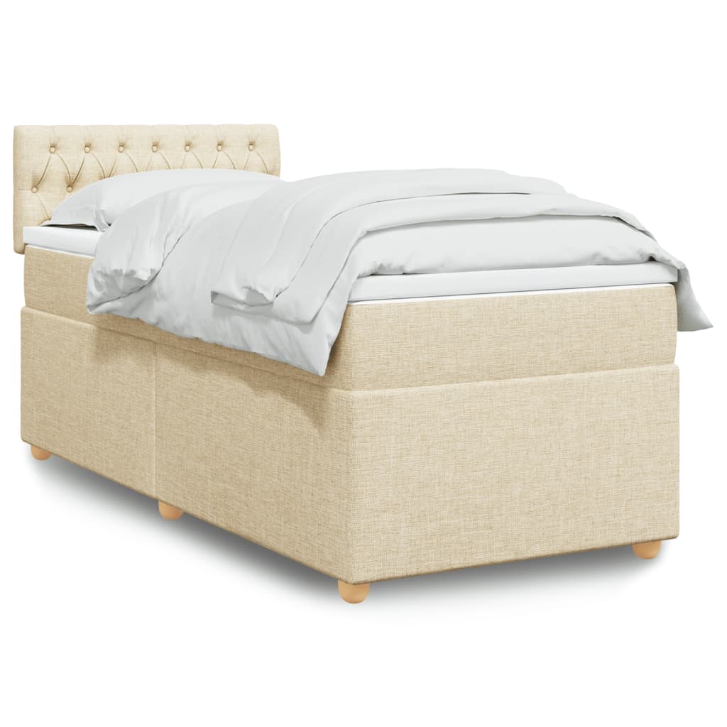 JUNG Vida Boxspringbett mit Matratze Creme 90x190 cm Stoff