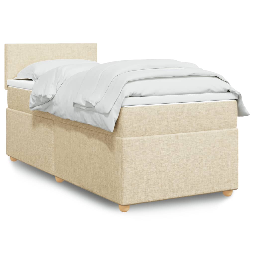 JUNG Vida Boxspringbett mit Matratze Creme 90x200 cm Stoff