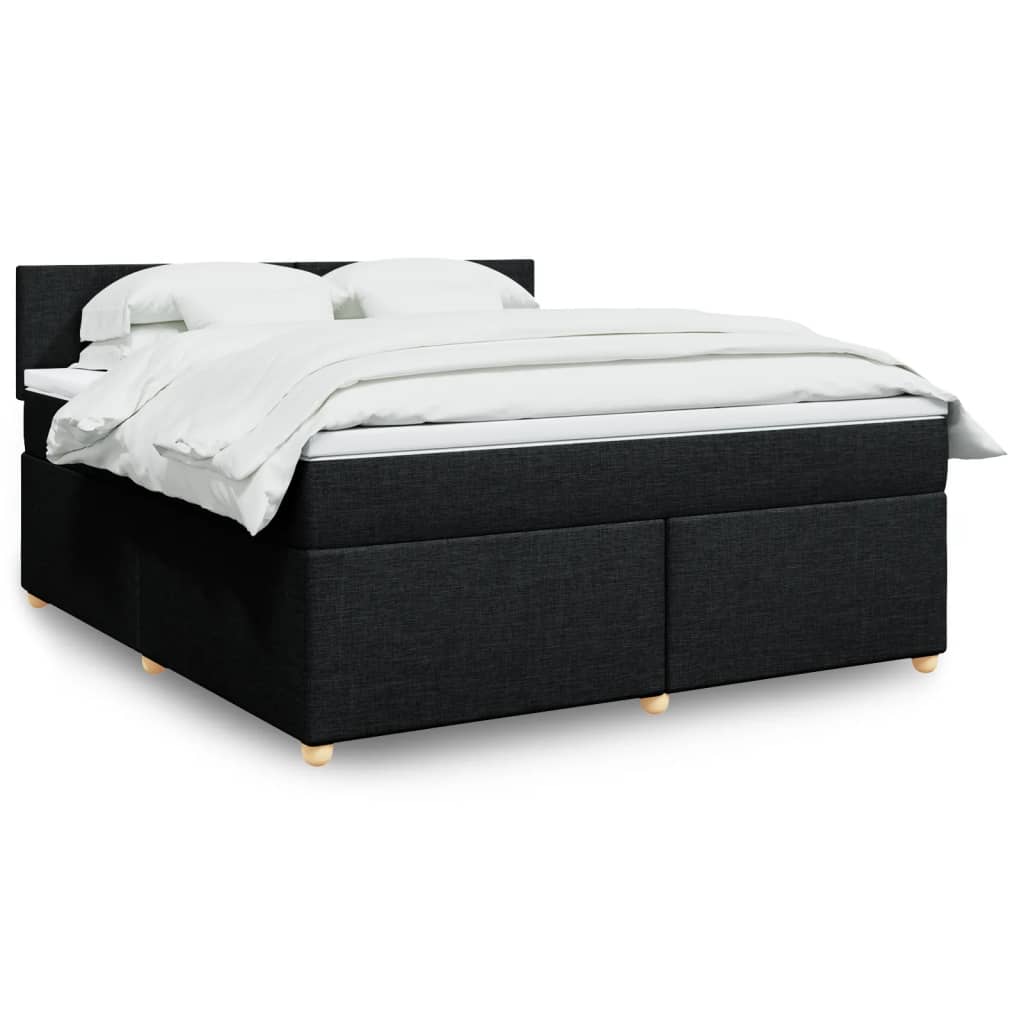 JUNG Vida Boxspringbett mit Matratze Schwarz 180x200 cm Stoff