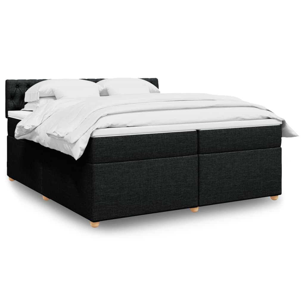 JUNG Vida Boxspringbett mit Matratze Schwarz 200x200 cm Stoff