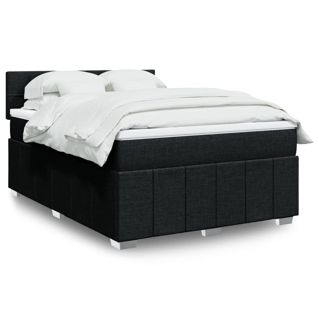 JUNG Vida Boxspringbett mit Matratze Schwarz 140x200 cm Stoff