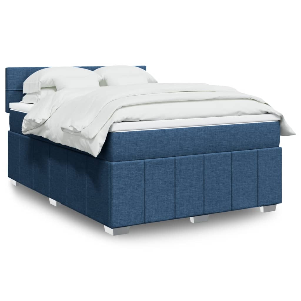 JUNG Vida Boxspringbett mit Matratze Blau 160x200 cm Stoff