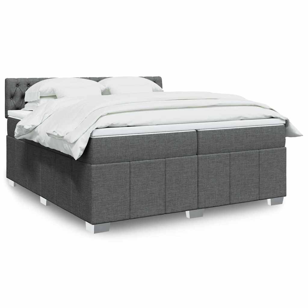 JUNG Vida Boxspringbett mit Matratze Dunkelgrau 200x200 cm Stoff