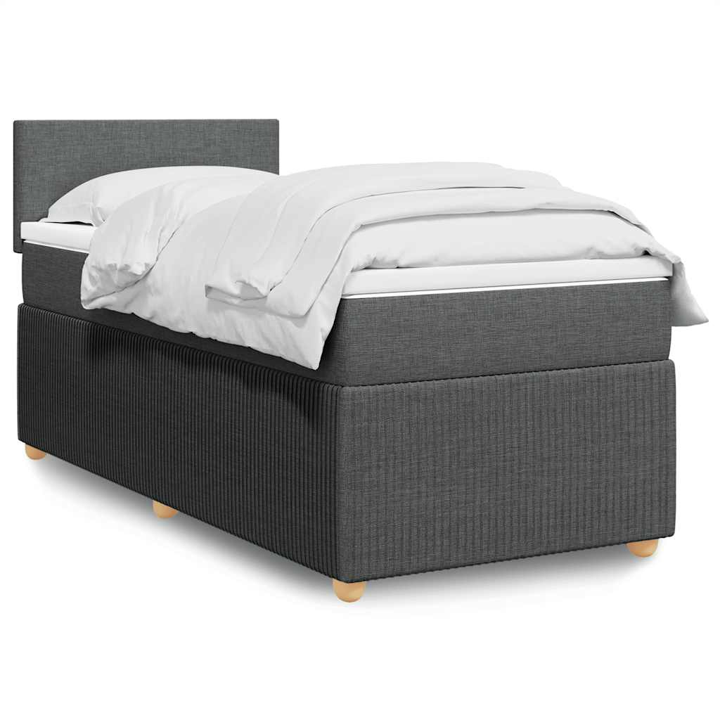 JUNG Vida Boxspringbett mit Matratze Dunkelgrau 80x200 cm Stoff