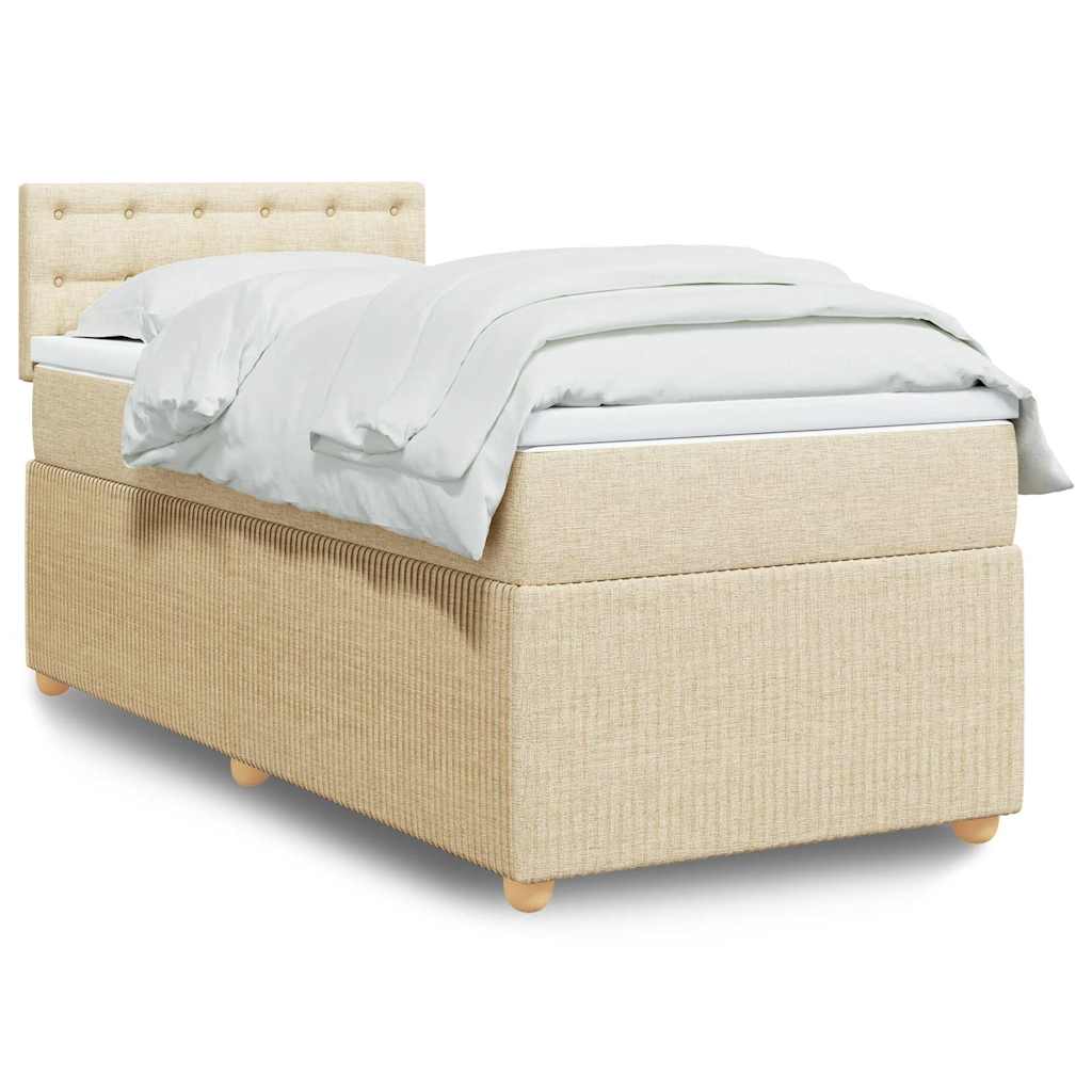 JUNG Vida Boxspringbett mit Matratze Creme 90x190 cm Stoff