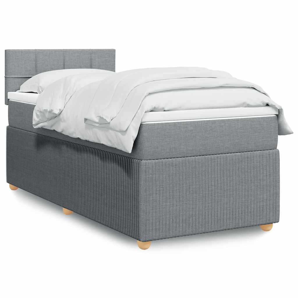 JUNG Vida Boxspringbett mit Matratze Hellgrau 90x200 cm Stoff