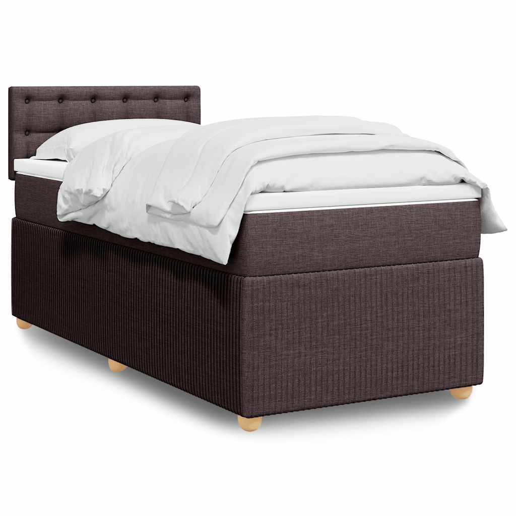 JUNG Vida Boxspringbett mit Matratze Dunkelbraun 90x200 cm Stoff