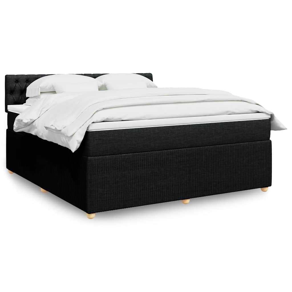 JUNG Vida Boxspringbett mit Matratze Schwarz 180x200 cm Stoff
