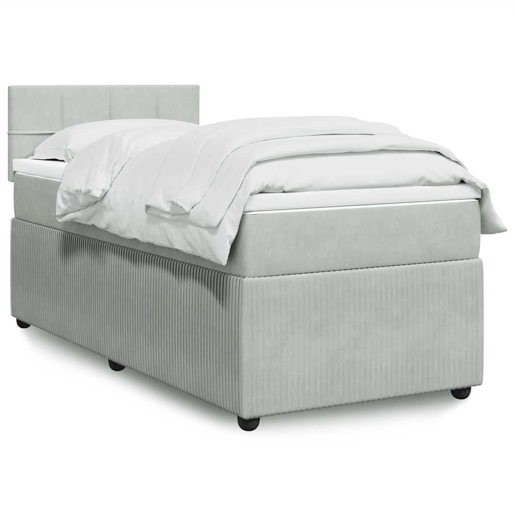 JUNG Vida Boxspringbett mit Matratze Hellgrau 80x200 cm Samt