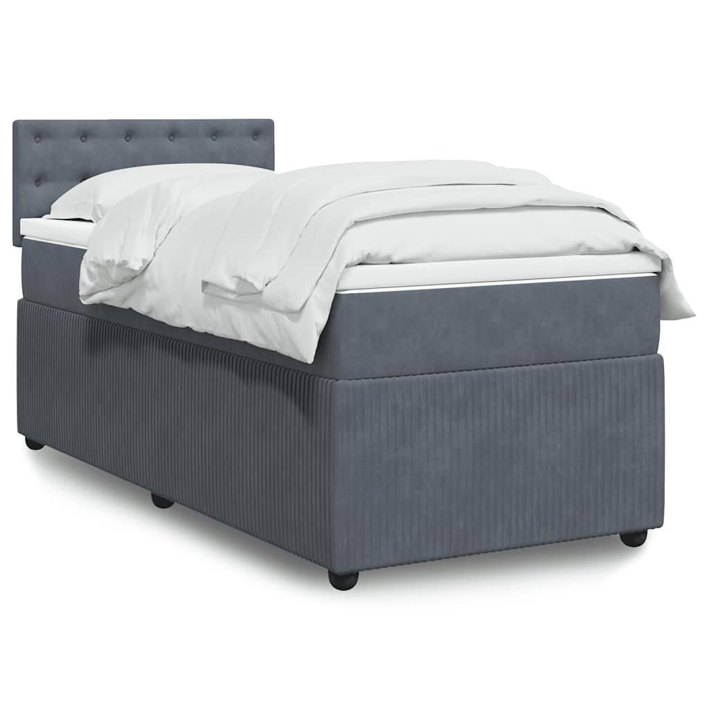JUNG Vida Boxspringbett mit Matratze Dunkelgrau 90x190 cm Samt