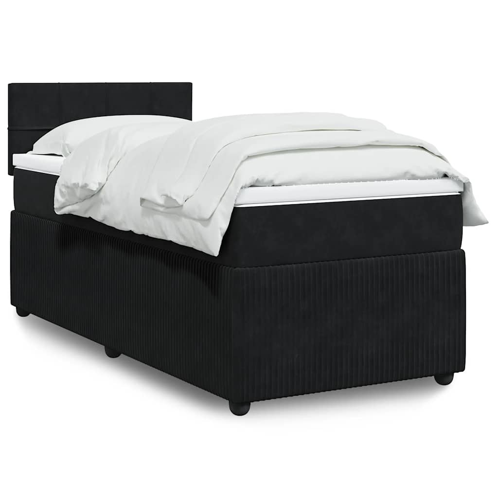 JUNG Vida Boxspringbett mit Matratze Schwarz 90x190 cm Samt