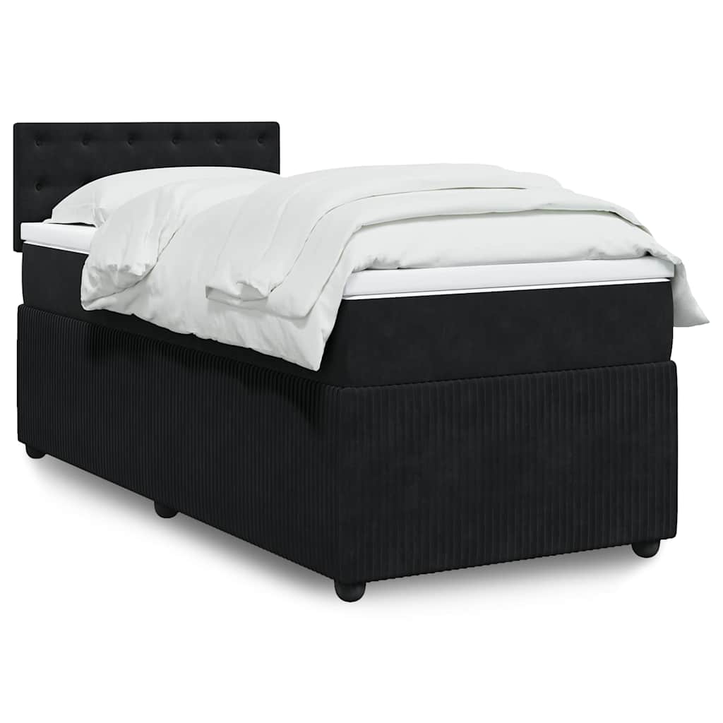 JUNG Vida Boxspringbett mit Matratze Schwarz 90x200 cm Samt
