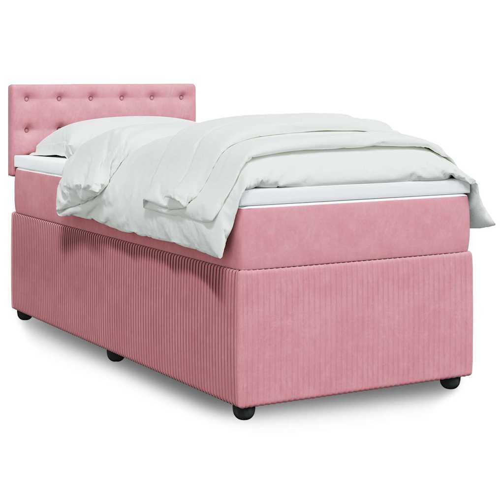 JUNG Vida Boxspringbett mit Matratze Rosa 100x200 cm Samt