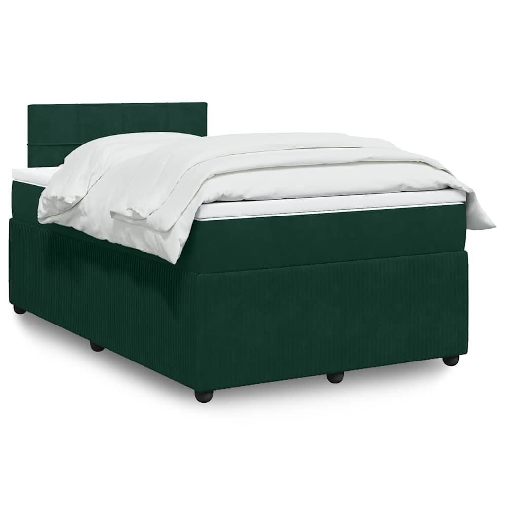 JUNG Vida Boxspringbett mit Matratze Dunkelgrün 120x190 cm Samt