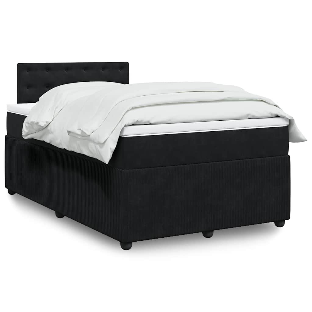 JUNG Vida Boxspringbett mit Matratze Schwarz 120x190 cm Samt