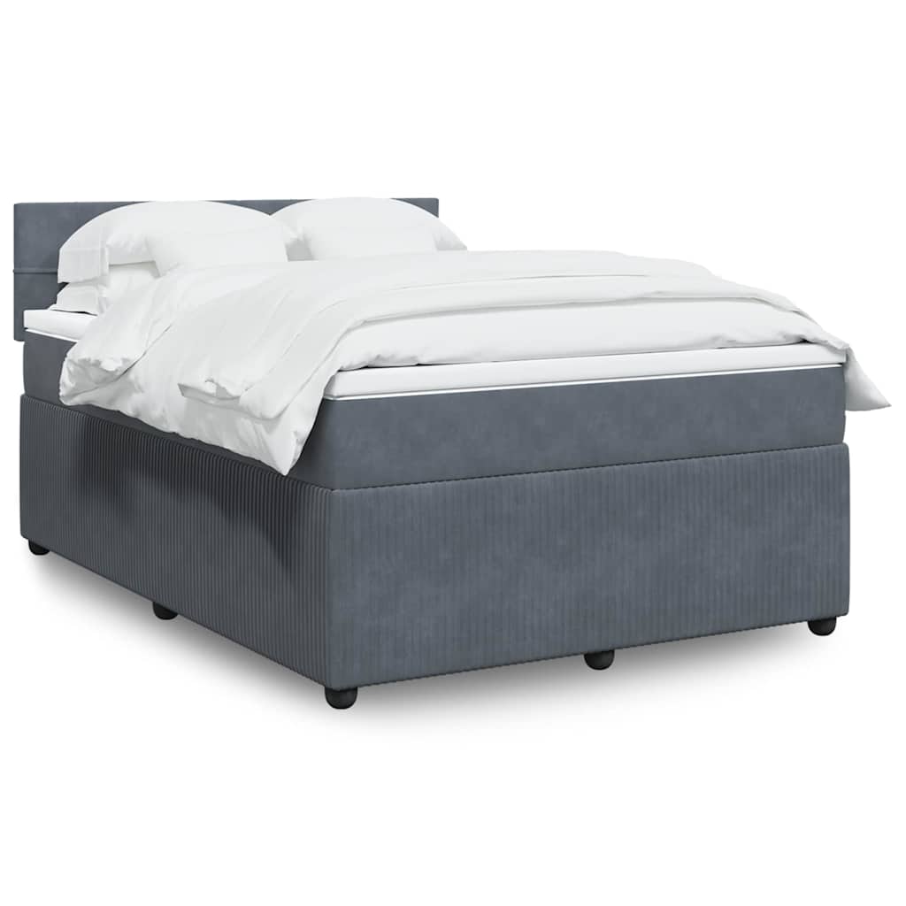 JUNG Vida Boxspringbett mit Matratze Dunkelgrau 140x200 cm Samt