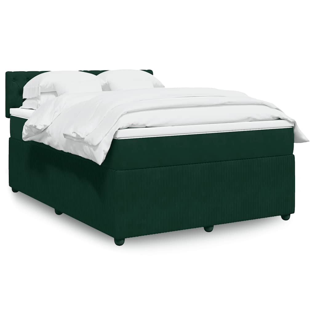 JUNG Vida Boxspringbett mit Matratze Dunkelgrün 140x200 cm Samt