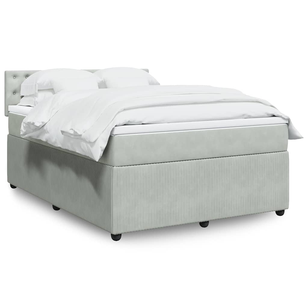 JUNG Vida Boxspringbett mit Matratze Hellgrau 140x200 cm Samt