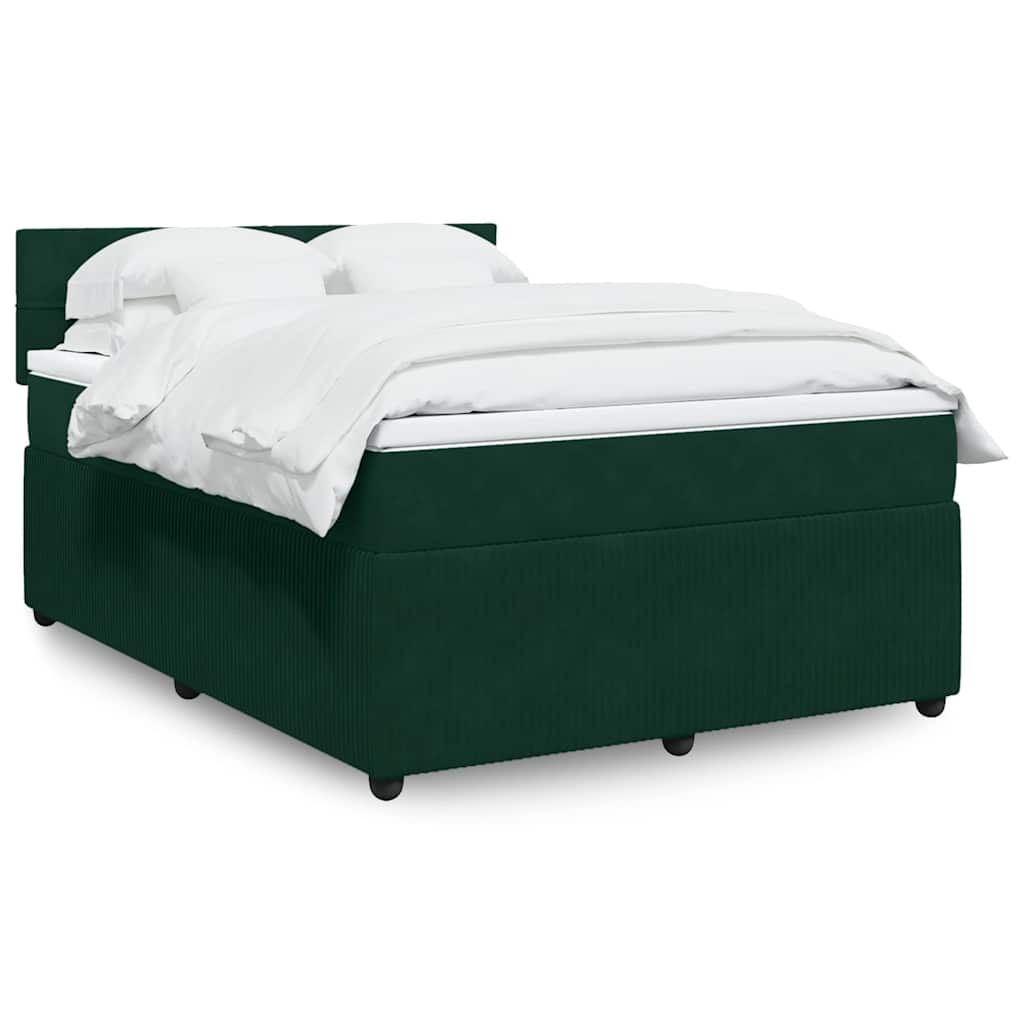 JUNG Vida Boxspringbett mit Matratze Dunkelgrün 160x200 cm Samt