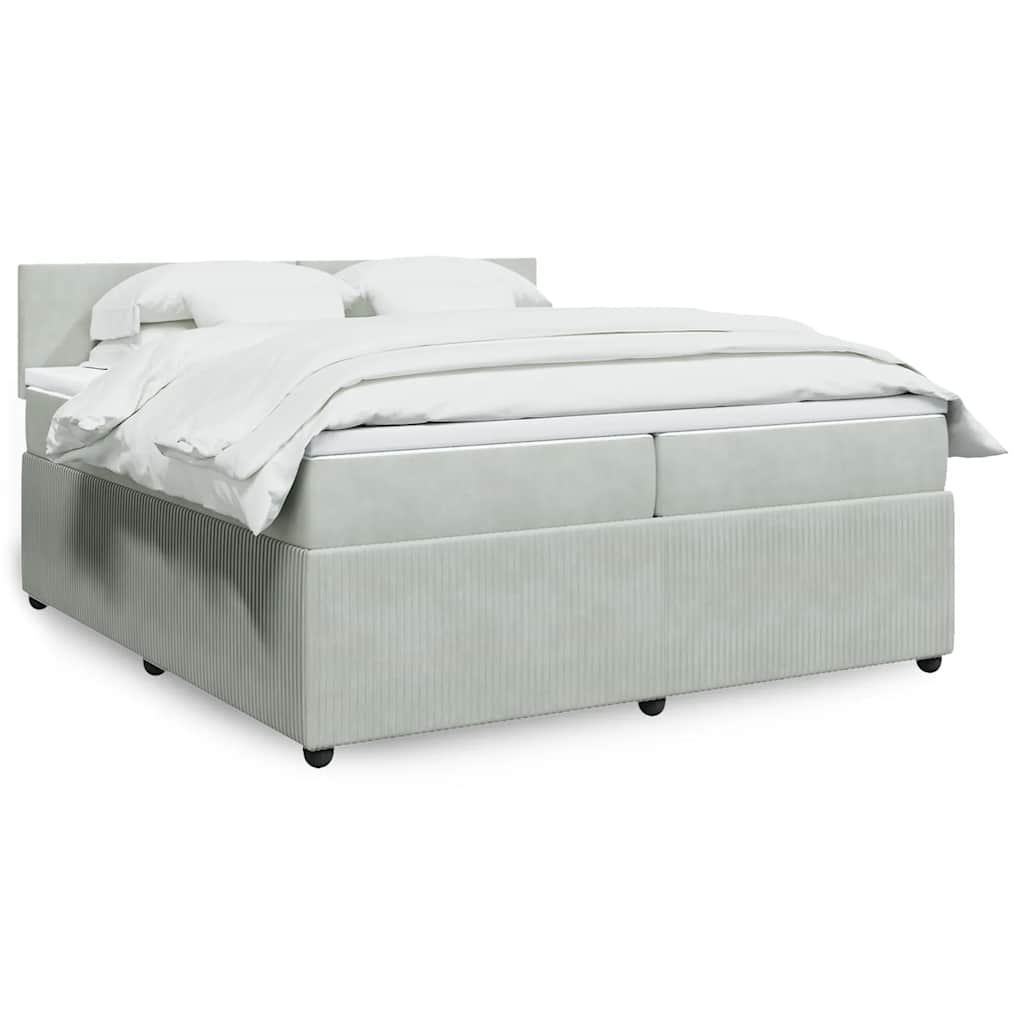 JUNG Vida Boxspringbett mit Matratze Hellgrau 200x200 cm Samt