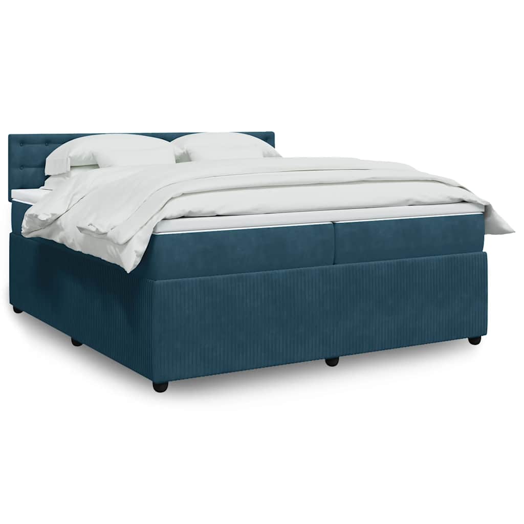 JUNG Vida Boxspringbett mit Matratze Blau 200x200 cm Samt