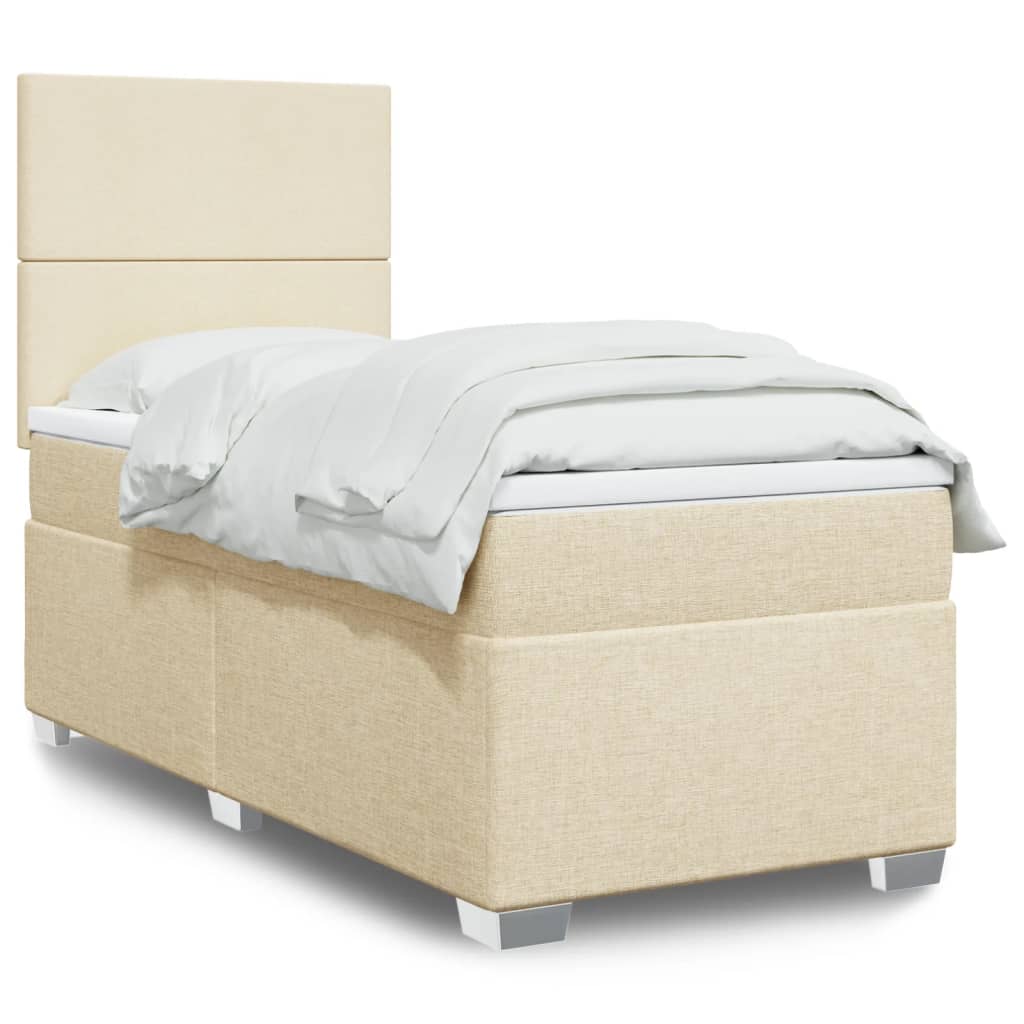 JUNG Vida Boxspringbett mit Matratze Creme 80x200 cm Stoff
