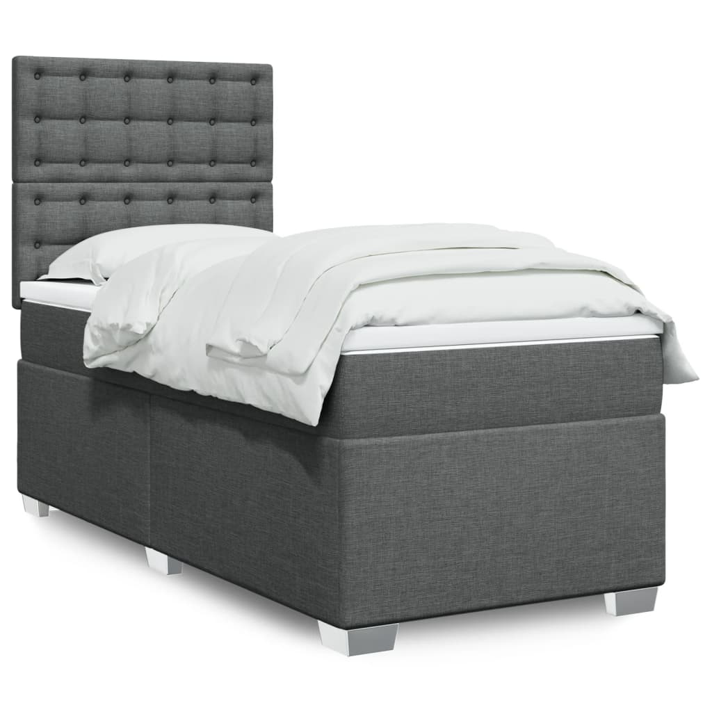 JUNG Vida Boxspringbett mit Matratze Dunkelgrau 90x200 cm Stoff