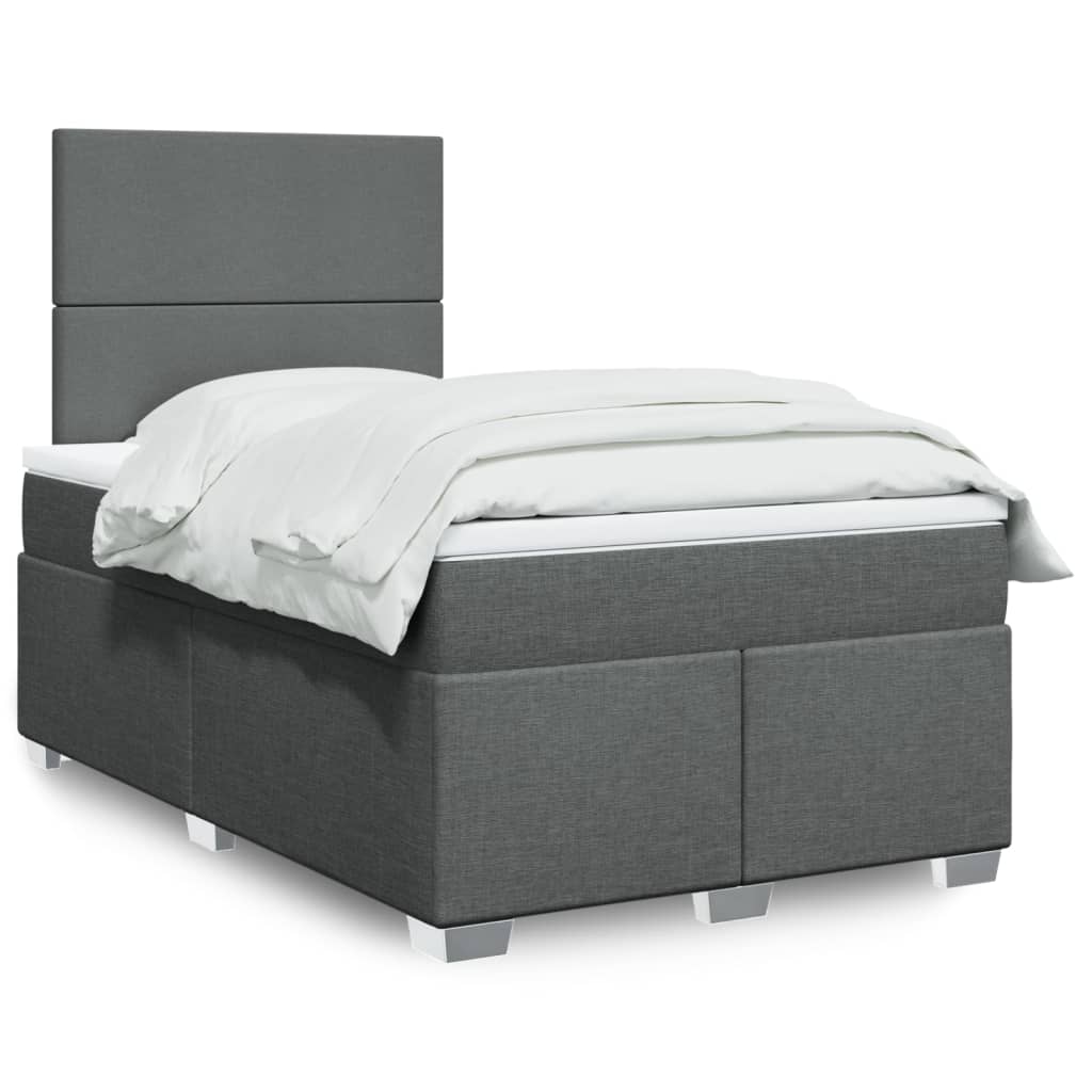JUNG Vida Boxspringbett mit Matratze Dunkelgrau 120x200 cm Stoff